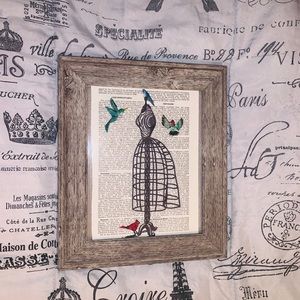 Watercolor dress cage and birds